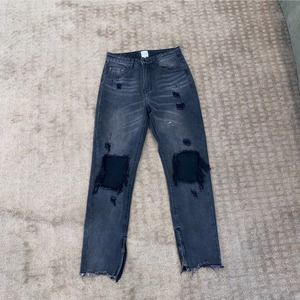 Princess Polly Destroyed Jeans Black High Rise Ankle Size 6